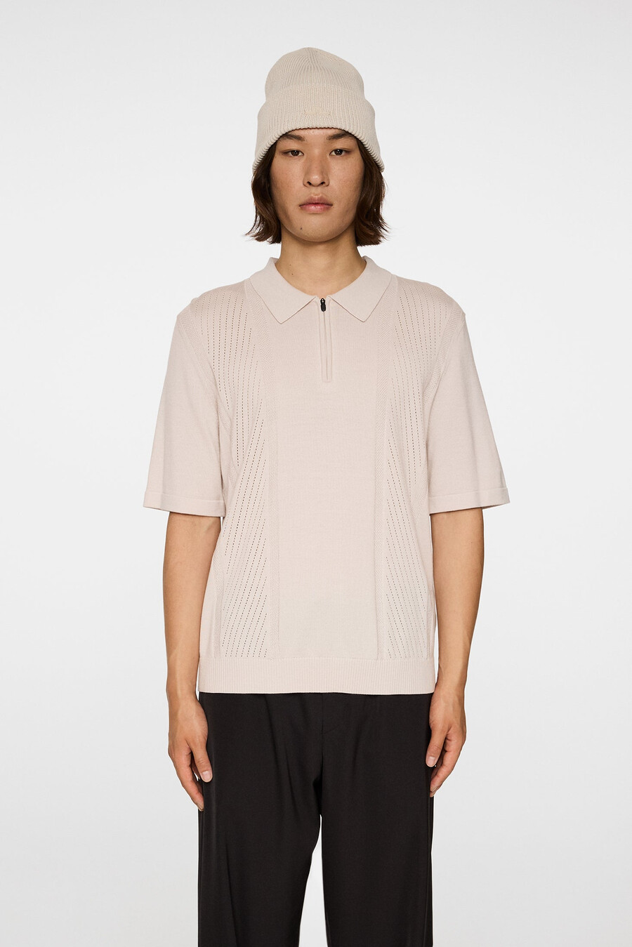 remy structure zip strikket polo
