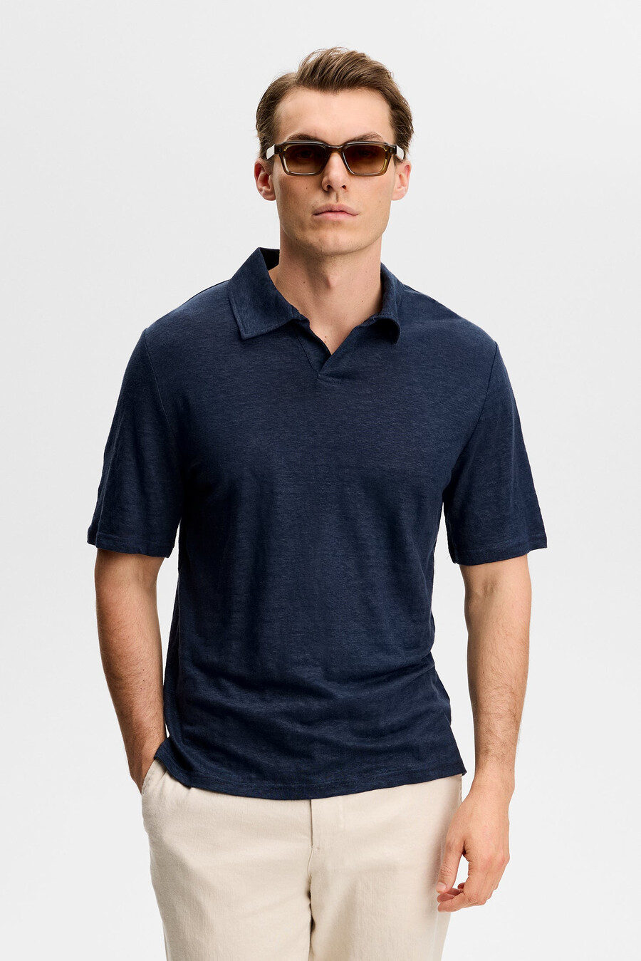 roy linen poloskjorte