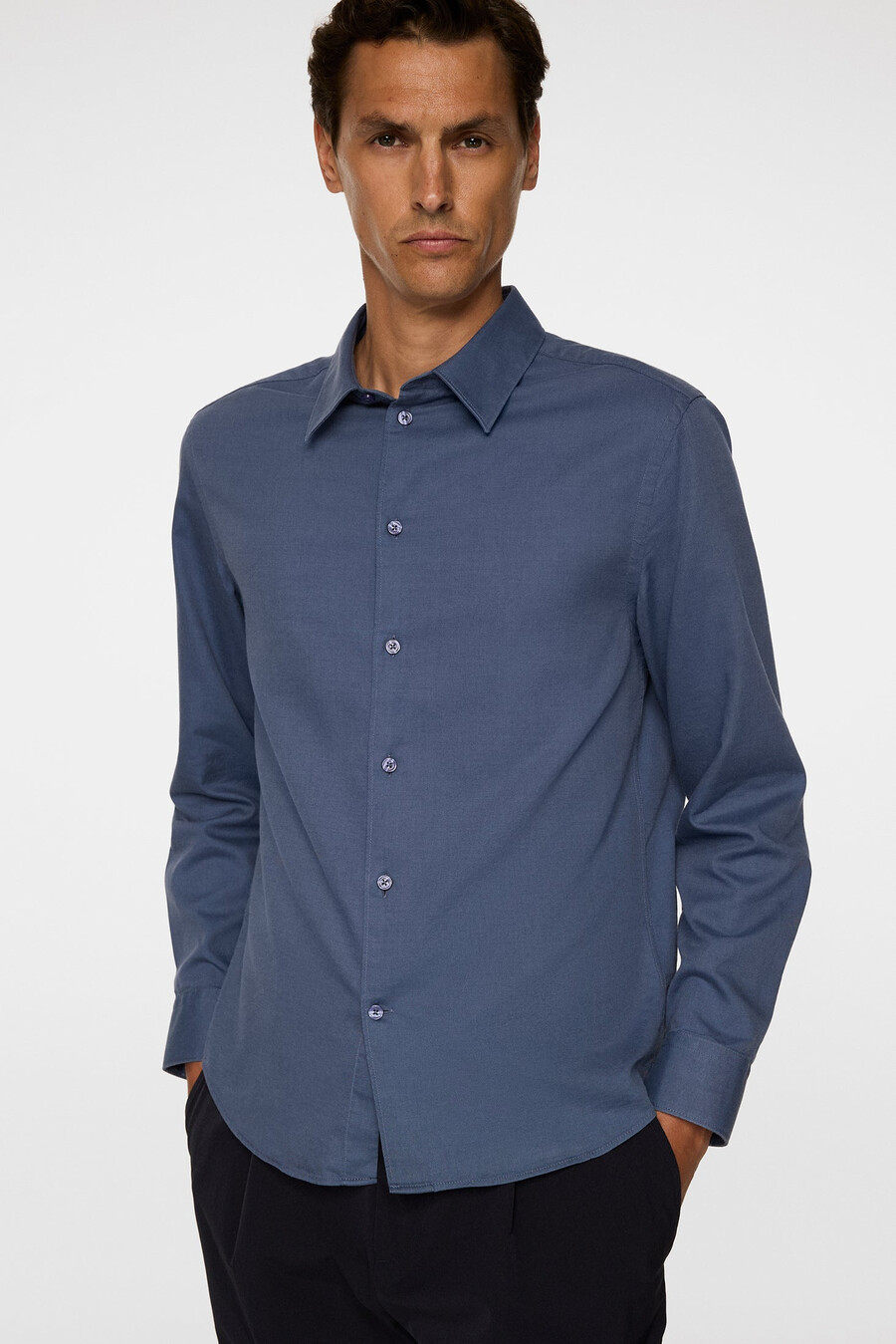 slim ls bomullstencelskjorte
